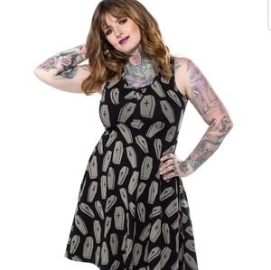 Coffin Print Skater Dress